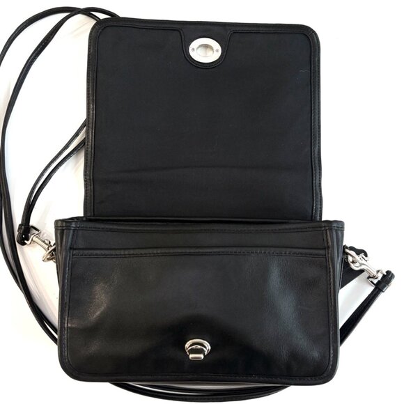 Coach Penelope Crossbody Bag Black Leather Turnlock Flap 23404 Vintage Rare - Picture 5 of 16